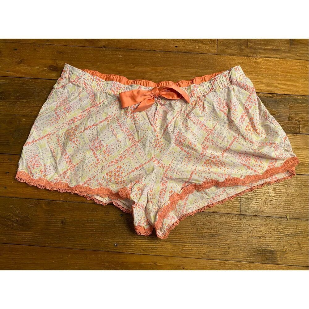 Victoria’s Secret Large pajama lounge shorts comfort white orange lace